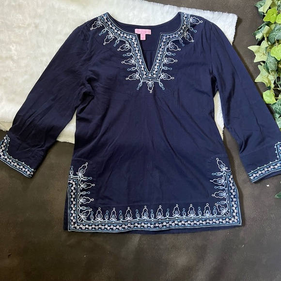 Lilly Pulitzer Embroidered Pullover Tunic Top S - Picture 1 of 5